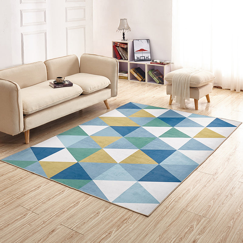 Relaxing Decoration Rug Multi Colored Geometric Printed Carpet Polyster Anti-Slip Pet Friendly Rug Blue-Green Clearhalo 'Area Rug' 'Modern' 'Rugs' Rug' 2285689