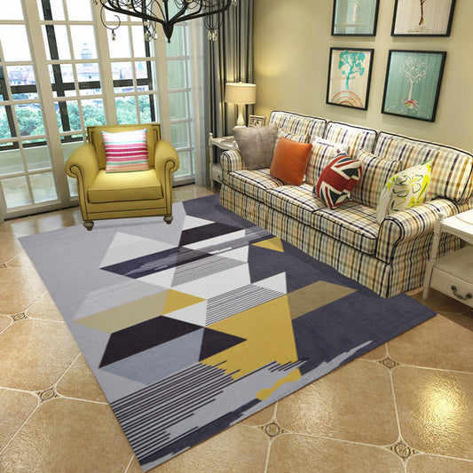 Relaxing Decoration Rug Multi Colored Geometric Printed Carpet Polyster Anti-Slip Pet Friendly Rug Gray-Yellow Clearhalo 'Area Rug' 'Modern' 'Rugs' Rug' 2285692