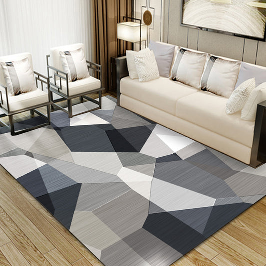 Simple Bedroom Rug Multi Color Geometric Print Area Rug Polyster Non-Slip Backing Pet Friendly Carpet Black Gray-White Clearhalo 'Area Rug' 'Modern' 'Rugs' Rug' 2285713