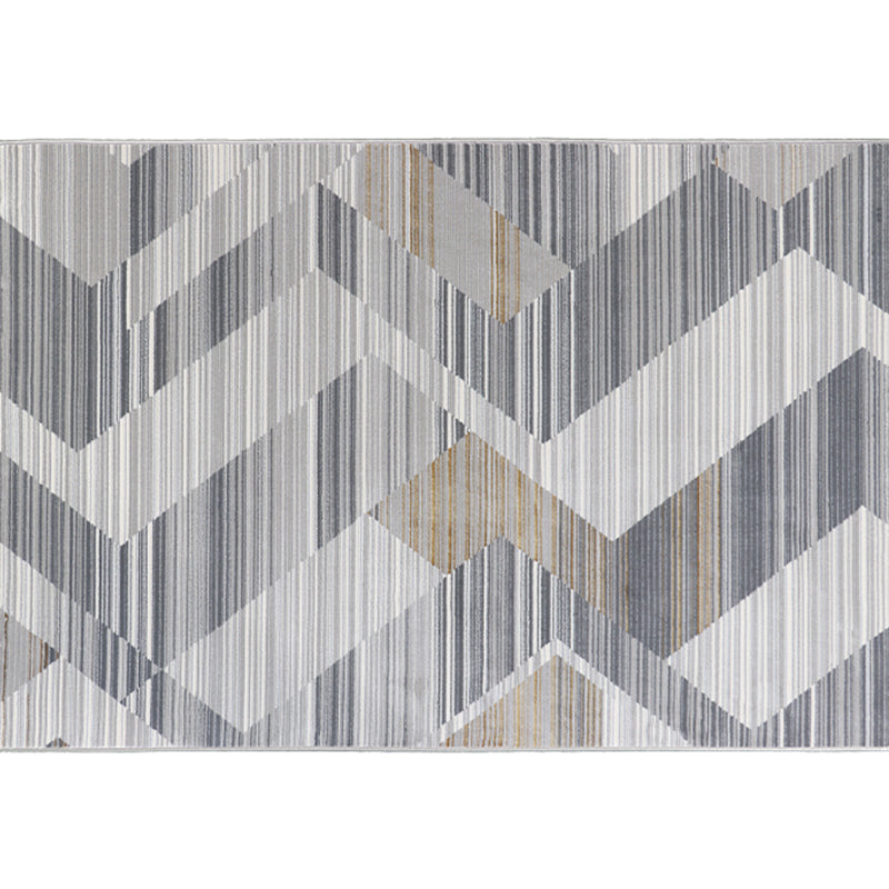 Formal Decoration Rug Multi Colored Stripe Printed Indoor Rug Polyster Non-Slip Pet Friendly Area Carpet Gray-White Clearhalo 'Area Rug' 'Modern' 'Rugs' Rug' 2285717