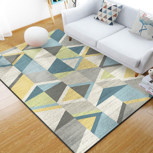 Modern Home Decoration Rug Multi Colored Geometric Print Area Carpet Polyster Anti-Slip Pet Friendly Rug Blue-Yellow Clearhalo 'Area Rug' 'Modern' 'Rugs' Rug' 2285735