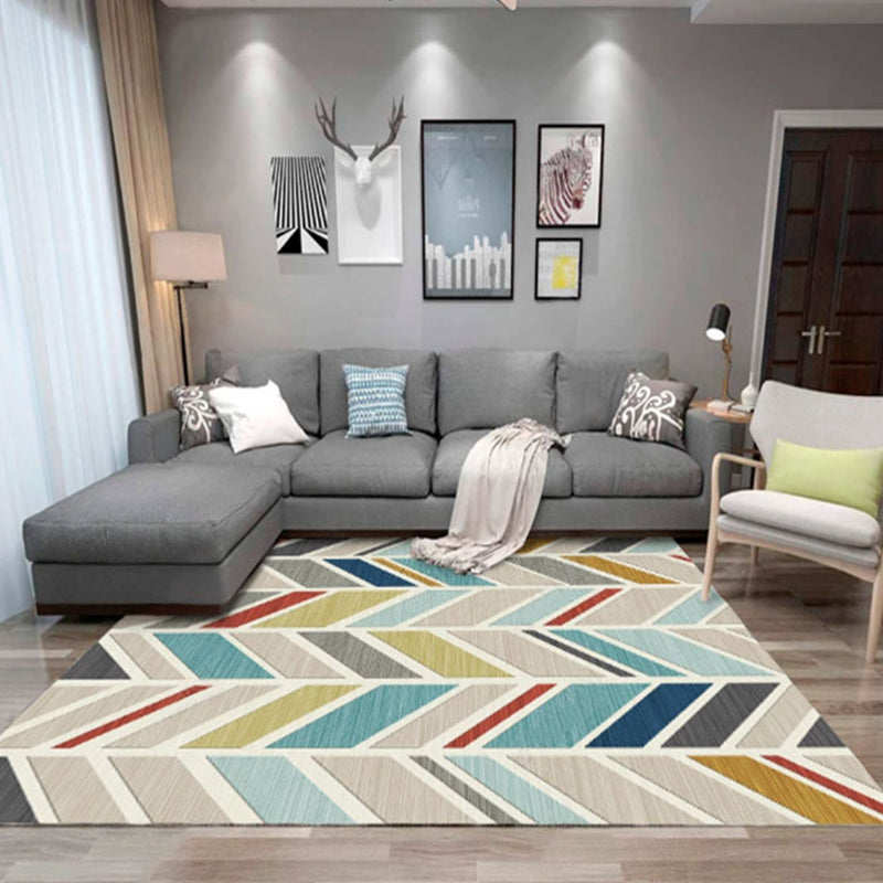 Modern Home Decoration Rug Multi Colored Geometric Print Area Carpet Polyster Anti-Slip Pet Friendly Rug Beige Clearhalo 'Area Rug' 'Modern' 'Rugs' Rug' 2285737