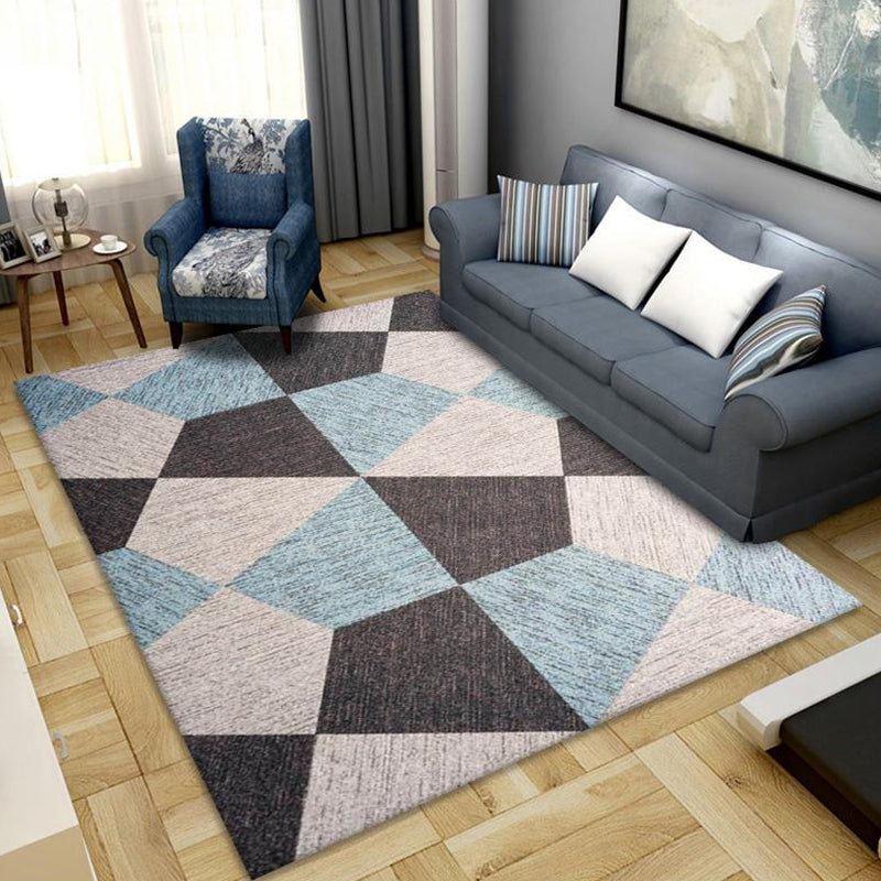Modern Home Decoration Rug Multi Colored Geometric Print Area Carpet Polyster Anti-Slip Pet Friendly Rug Blue-Brown Clearhalo 'Area Rug' 'Modern' 'Rugs' Rug' 2285743