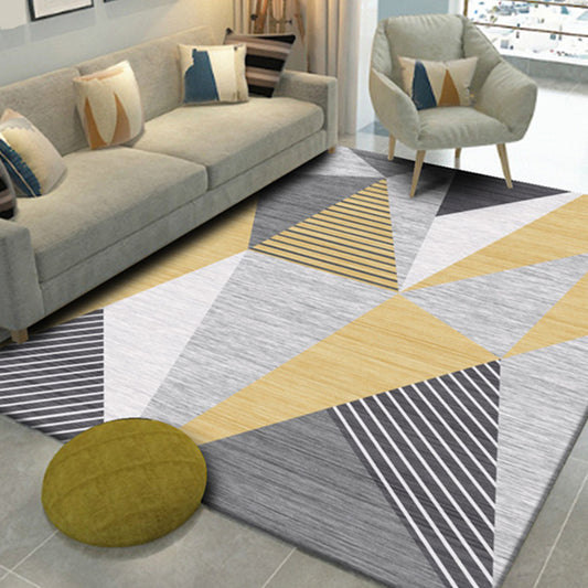 Modern Home Decoration Rug Multi Colored Geometric Print Area Carpet Polyster Anti-Slip Pet Friendly Rug Gray-Yellow Clearhalo 'Area Rug' 'Modern' 'Rugs' Rug' 2285748