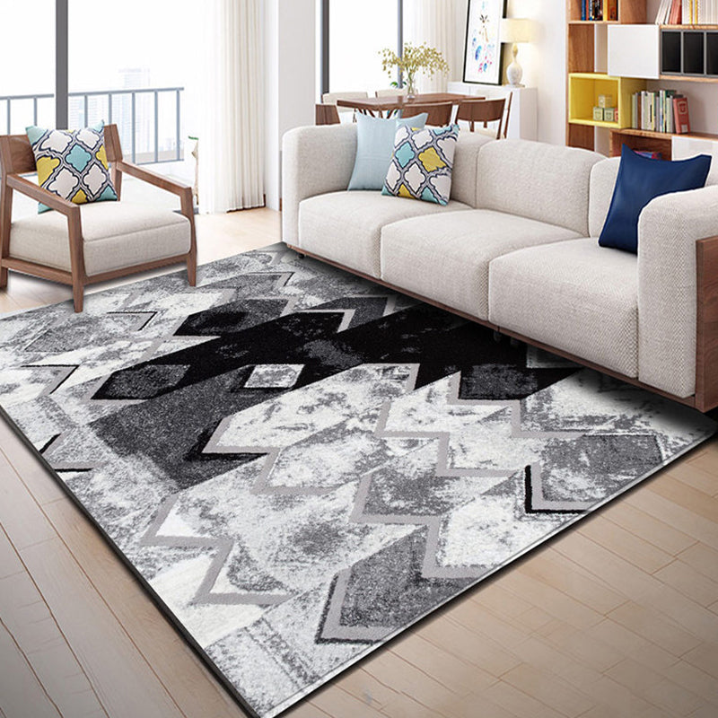 Modern Living Room Rug Multi Color Geometric Print Area Carpet Synthetics Non-Slip Backing Easy Care Rug Black-Gray Clearhalo 'Area Rug' 'Modern' 'Rugs' Rug' 2285751