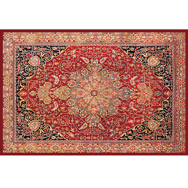 Multi-Color Retro Rug Polyster Geometric Indoor Rug Anti-Slip Backing Pet Friendly Easy Care Carpet for Room Dark Red Clearhalo 'Area Rug' 'Rugs' 'Vintage' Rug' 2285772
