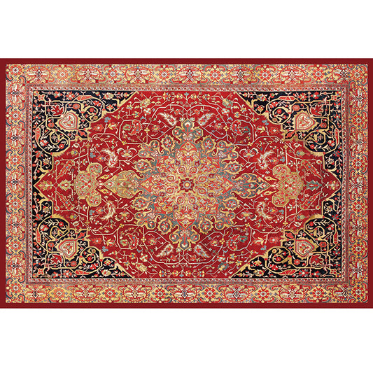 Multi-Color Retro Rug Polyster Geometric Indoor Rug Anti-Slip Backing Pet Friendly Easy Care Carpet for Room Dark Red Clearhalo 'Area Rug' 'Rugs' 'Vintage' Rug' 2285772