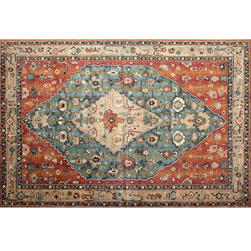 Multi-Color Retro Rug Polyster Geometric Indoor Rug Anti-Slip Backing Pet Friendly Easy Care Carpet for Room Blue-Green Clearhalo 'Area Rug' 'Rugs' 'Vintage' Rug' 2285786