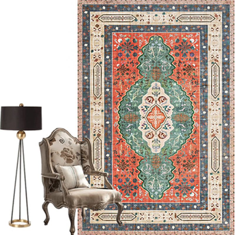 Moroccan Parlor Rug Multi Colored Geometric Patterned Area Carpet Polypropylene Anti-Slip Easy Care Rug Orange Clearhalo 'Area Rug' 'Moroccan' 'Rugs' 'Vintage' Rug' 2285788