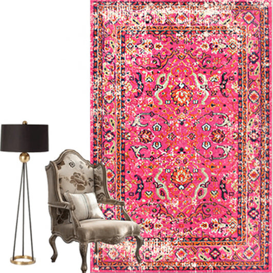 Moroccan Parlor Rug Multi Colored Geometric Patterned Area Carpet Polypropylene Anti-Slip Easy Care Rug Rose Red Clearhalo 'Area Rug' 'Moroccan' 'Rugs' 'Vintage' Rug' 2285792