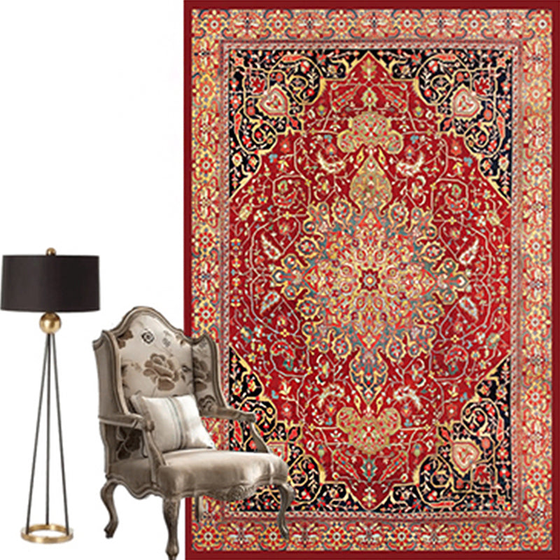 Moroccan Parlor Rug Multi Colored Geometric Patterned Area Carpet Polypropylene Anti-Slip Easy Care Rug Red Clearhalo 'Area Rug' 'Moroccan' 'Rugs' 'Vintage' Rug' 2285799