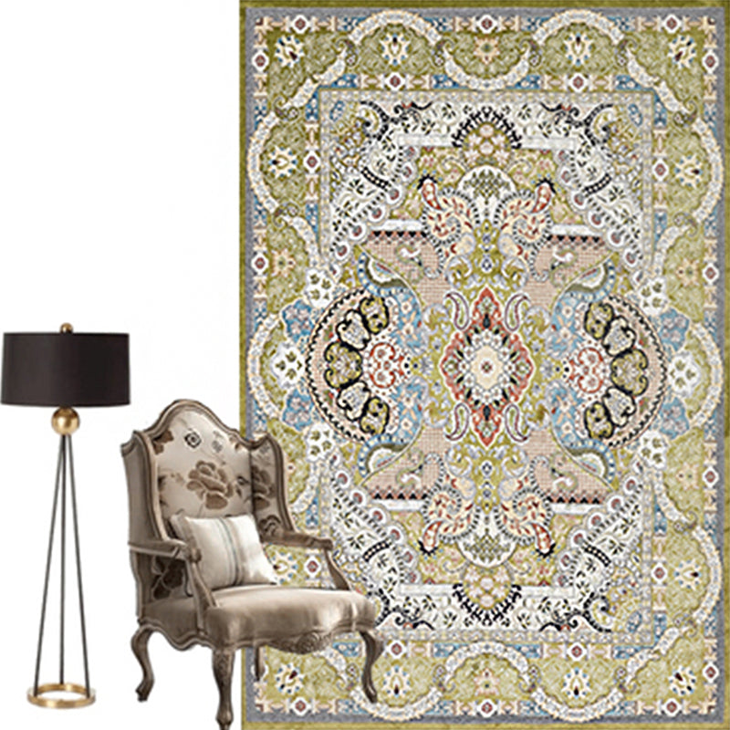 Moroccan Parlor Rug Multi Colored Geometric Patterned Area Carpet Polypropylene Anti-Slip Easy Care Rug Light Green Clearhalo 'Area Rug' 'Moroccan' 'Rugs' 'Vintage' Rug' 2285802