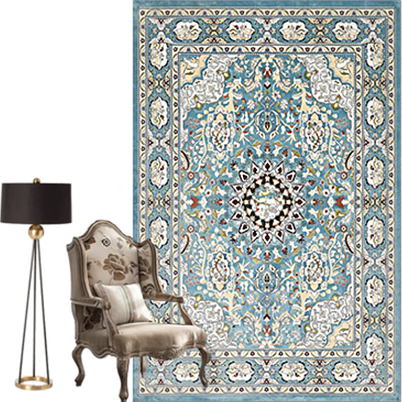 Moroccan Parlor Rug Multi Colored Geometric Patterned Area Carpet Polypropylene Anti-Slip Easy Care Rug Blue Clearhalo 'Area Rug' 'Moroccan' 'Rugs' 'Vintage' Rug' 2285804