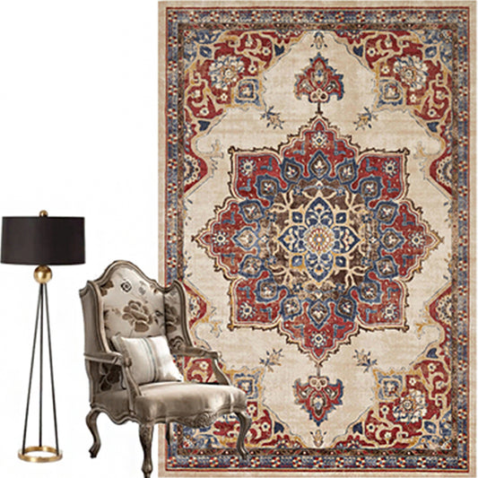 Moroccan Parlor Rug Multi Colored Geometric Patterned Area Carpet Polypropylene Anti-Slip Easy Care Rug Light Brown Clearhalo 'Area Rug' 'Moroccan' 'Rugs' 'Vintage' Rug' 2285805