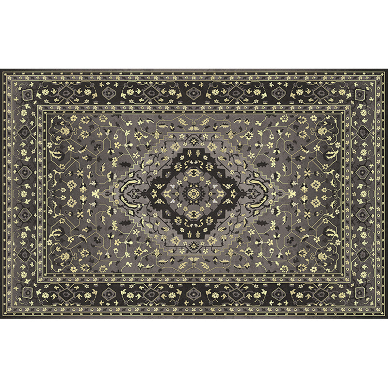 Retro Geometric Pattern Rug Multicolored Synthetics Area Carpet Anti-Slip Pet Friendly Washable Rug for Room Dark Gray-Black Clearhalo 'Area Rug' 'Rugs' 'Vintage' Rug' 2285871