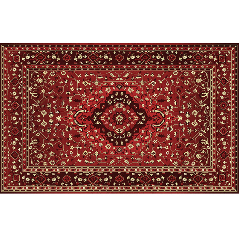 Retro Geometric Pattern Rug Multicolored Synthetics Area Carpet Anti-Slip Pet Friendly Washable Rug for Room Burgundy Clearhalo 'Area Rug' 'Rugs' 'Vintage' Rug' 2285874