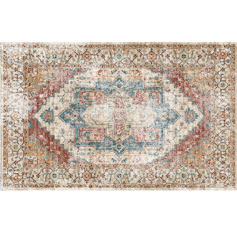 Retro Geometric Pattern Rug Multicolored Synthetics Area Carpet Anti-Slip Pet Friendly Washable Rug for Room Khaki Clearhalo 'Area Rug' 'Rugs' 'Vintage' Rug' 2285875