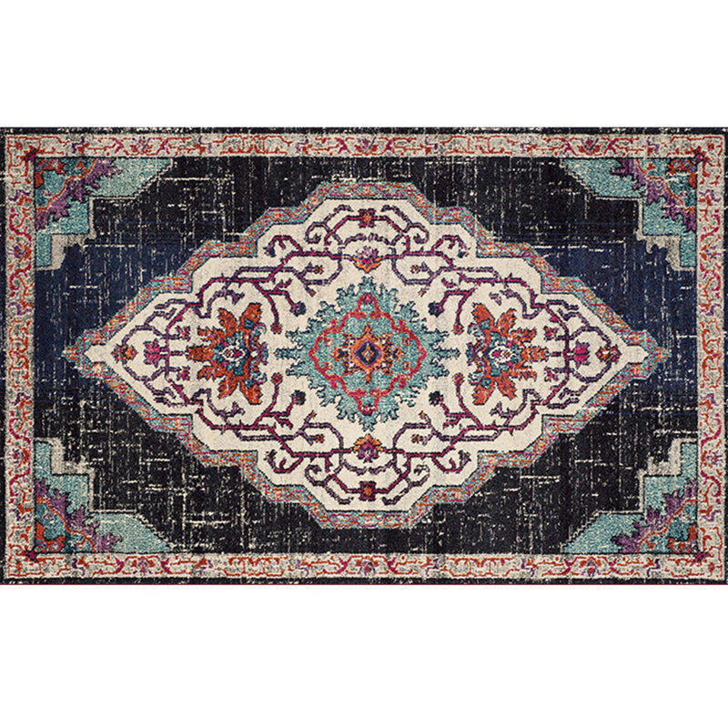 Retro Geometric Pattern Rug Multicolored Synthetics Area Carpet Anti-Slip Pet Friendly Washable Rug for Room Black Clearhalo 'Area Rug' 'Rugs' 'Vintage' Rug' 2285878