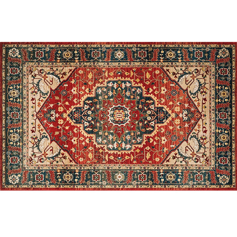 Retro Geometric Pattern Rug Multicolored Synthetics Area Carpet Anti-Slip Pet Friendly Washable Rug for Room Red Clearhalo 'Area Rug' 'Rugs' 'Vintage' Rug' 2285882