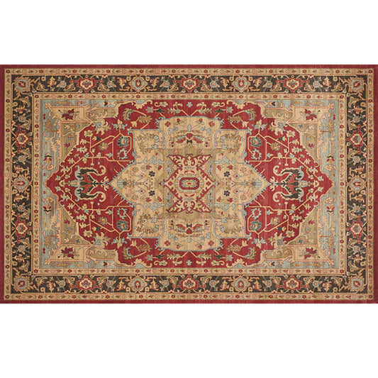 Retro Geometric Pattern Rug Multicolored Synthetics Area Carpet Anti-Slip Pet Friendly Washable Rug for Room Dark Red Clearhalo 'Area Rug' 'Rugs' 'Vintage' Rug' 2285886