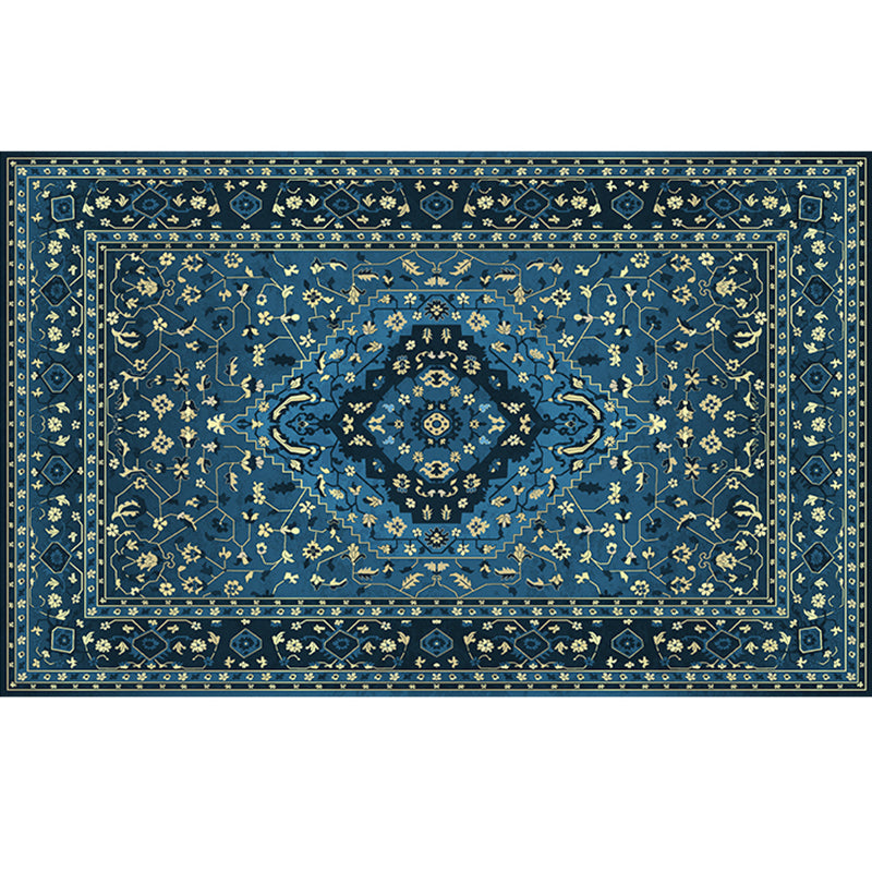 Retro Geometric Pattern Rug Multicolored Synthetics Area Carpet Anti-Slip Pet Friendly Washable Rug for Room Peacock Blue Clearhalo 'Area Rug' 'Rugs' 'Vintage' Rug' 2285887