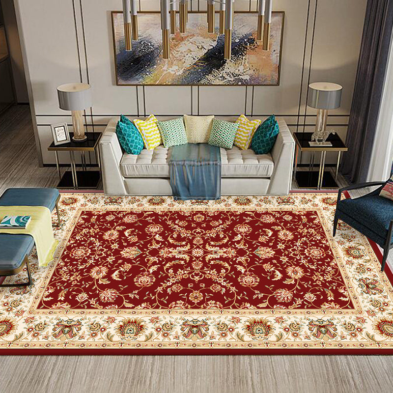 Chinese Living Room Rug Multi Colored Geometric Printed Area Rug Polyster Non-Slip Pet Friendly Indoor Rug Red Clearhalo 'Area Rug' 'Rugs' 'Vintage' Rug' 2285911
