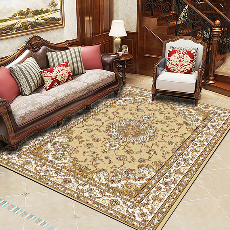 Chinese Living Room Rug Multi Colored Geometric Printed Area Rug Polyster Non-Slip Pet Friendly Indoor Rug Beige Clearhalo 'Area Rug' 'Rugs' 'Vintage' Rug' 2285914