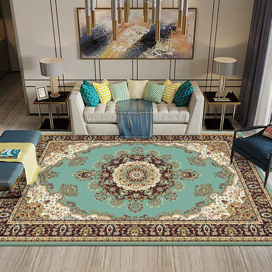 Chinese Living Room Rug Multi Colored Geometric Printed Area Rug Polyster Non-Slip Pet Friendly Indoor Rug Aqua Clearhalo 'Area Rug' 'Rugs' 'Vintage' Rug' 2285917
