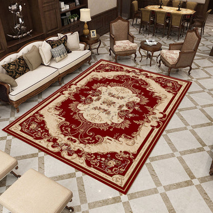 Multi-Color Living Room Rug Olden Floral Print Area Rug Polyster Non-Slip Machine Washable Carpet Brick Red Clearhalo 'Area Rug' 'Rugs' 'Vintage' Rug' 2285975