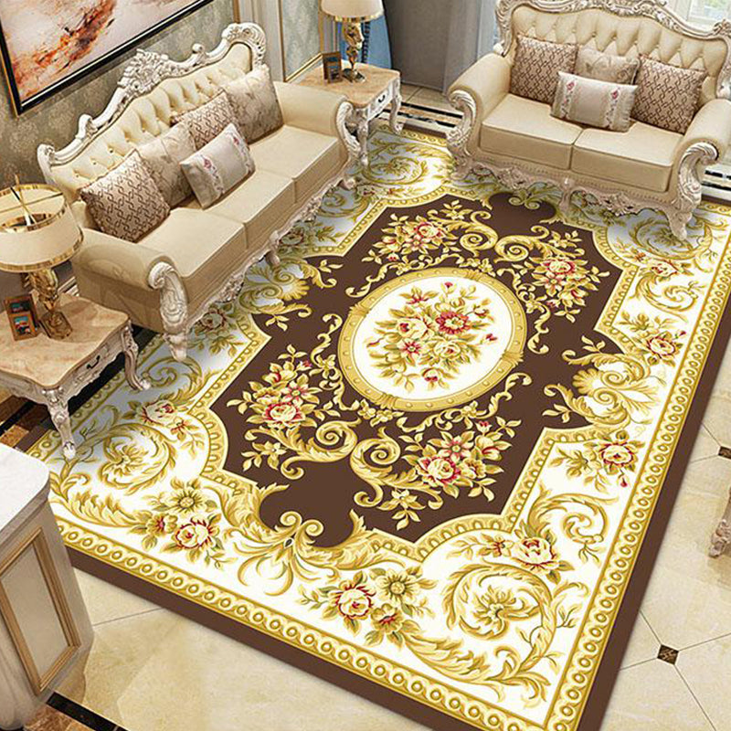 Multi Colored Retro Rug Polyster Flower Printed Area Carpet Non-Slip Washable Stain-Resistant Indoor Rug for Living Room Clearhalo 'Area Rug' 'Rugs' 'Vintage' Rug' 2285985