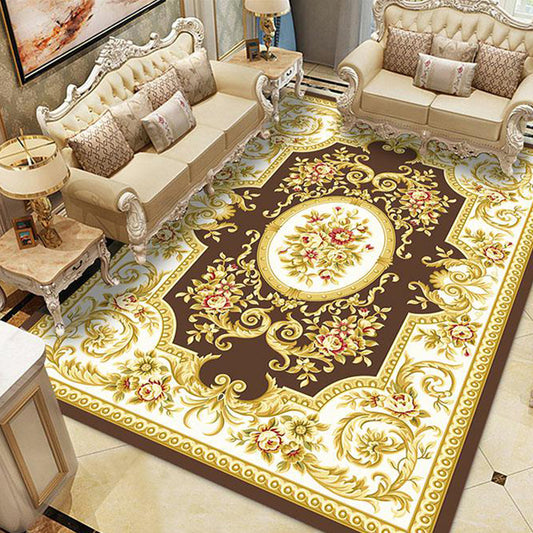 Multi Colored Retro Rug Polyster Flower Printed Area Carpet Non-Slip Washable Stain-Resistant Indoor Rug for Living Room Coffee Clearhalo 'Area Rug' 'Rugs' 'Vintage' Rug' 2285988