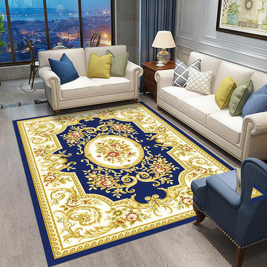 Multi Colored Retro Rug Polyster Flower Printed Area Carpet Non-Slip Washable Stain-Resistant Indoor Rug for Living Room Clearhalo 'Area Rug' 'Rugs' 'Vintage' Rug' 2285989