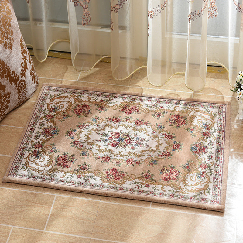Multi Colored Bedroom Rug Shabby Chic Flower Print Area Rug Acrylic Non-Slip Backing Stain-Resistant Carpet Beige Clearhalo 'Area Rug' 'Rugs' 'Vintage' Rug' 2285993