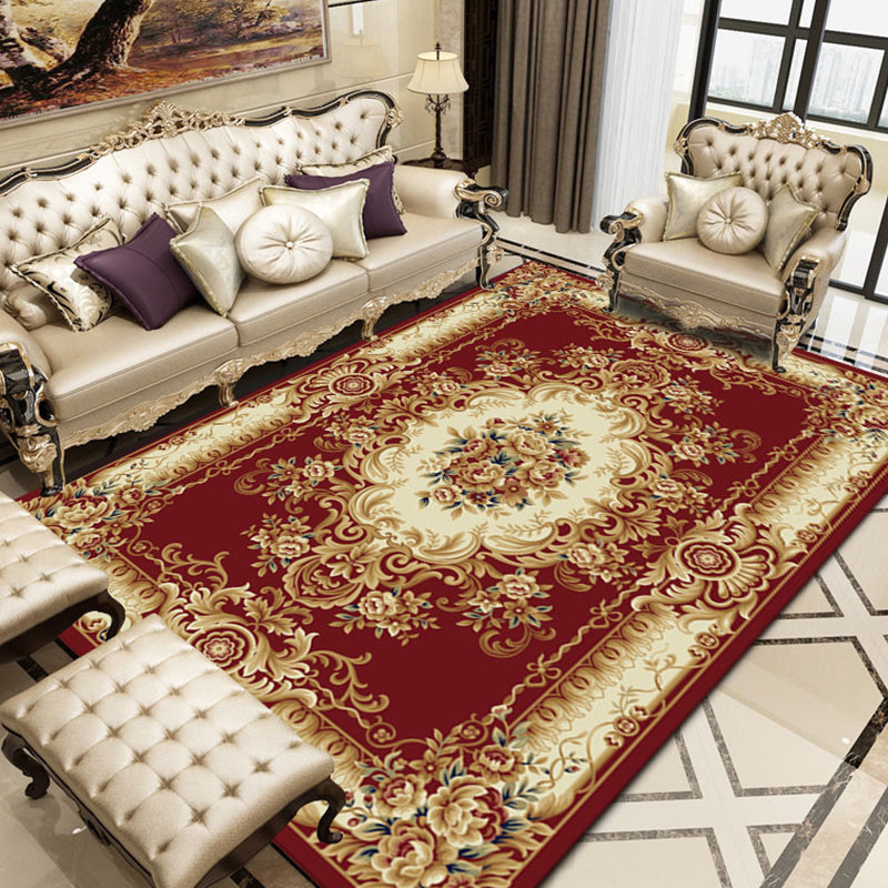 Antique Living Room Rug Multi Colored Flower Print Carpet Polyster Pet Friendly Machine Washable Indoor Rug Clearhalo 'Area Rug' 'Rugs' 'Vintage' Rug' 2285999