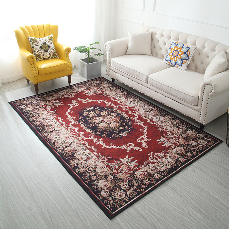Classic Floral Printed Rug Multi Colored Indoor Rug Anti-Slip Backing Pet Friendly Carpet Purple-Red Clearhalo 'Area Rug' 'Rugs' 'Vintage' Rug' 2286019