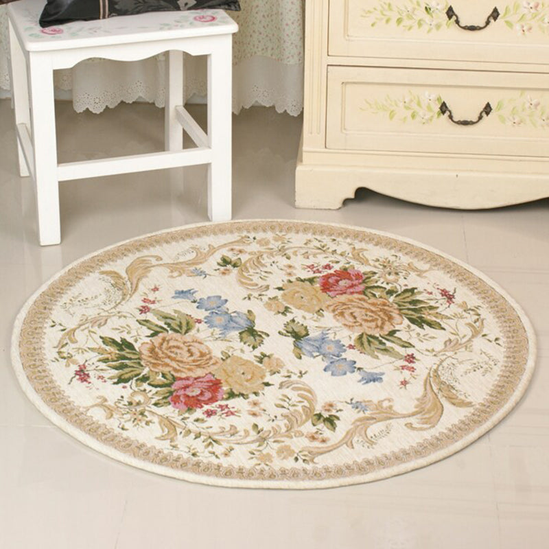 Fancy Mutli Color Olden Rug Synthetics Floral Printed Indoor Rug Anti-Slip Backing Stain-Resistant Carpet for Bedroom Yellow Clearhalo 'Area Rug' 'Rugs' 'Vintage' Rug' 2286028