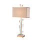 1 Light Rectangle Table Light Vintage Beige Fabric Night Lamp with Gold Rod and Crystal Ball Clearhalo 'Lamps' 'Table Lamps' Lighting' 228616