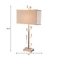 1 Light Rectangle Table Light Vintage Beige Fabric Night Lamp with Gold Rod and Crystal Ball Clearhalo 'Lamps' 'Table Lamps' Lighting' 228617