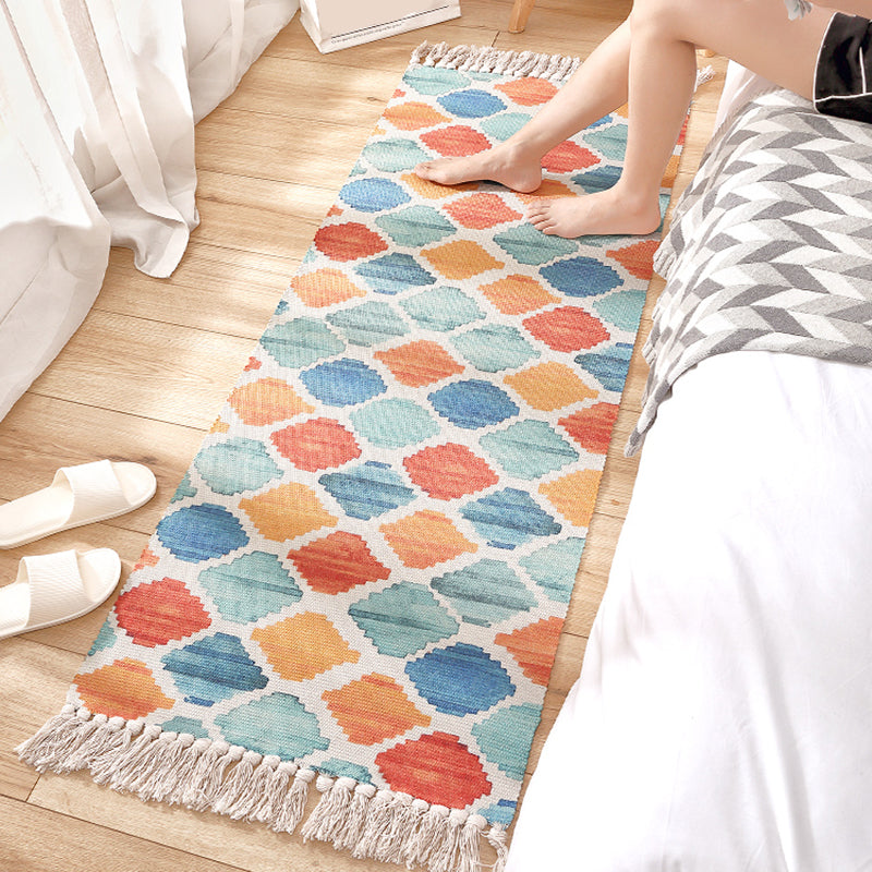 Multi Colored Nordic Rug Cotton Blend Flower Printed Area Carpet Easy Care Pet Friendly Indoor Rug for Room Clearhalo 'Area Rug' 'Modern' 'Rugs' Rug' 2286181