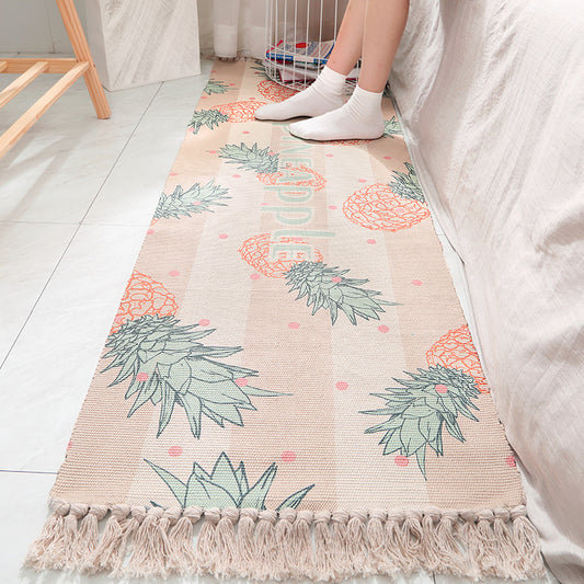 Multi Colored Nordic Rug Cotton Blend Flower Printed Area Carpet Easy Care Pet Friendly Indoor Rug for Room Nude Pink Clearhalo 'Area Rug' 'Modern' 'Rugs' Rug' 2286182