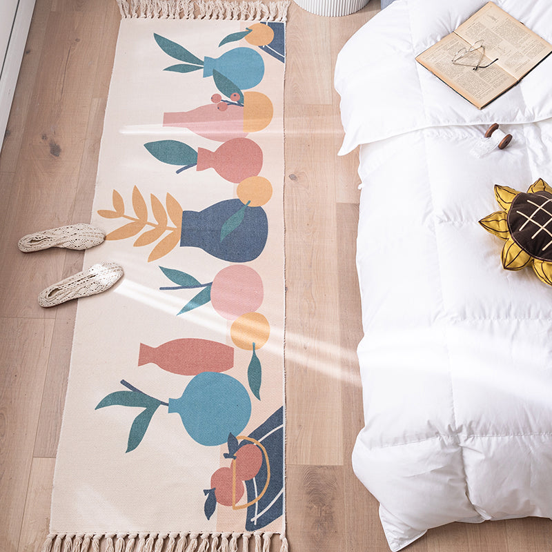 Multi Colored Bedroom Rug Western Geometric Print Indoor Rug Cotton Washable Stain-Resistant Area Carpet with Fringe Gray-Blue Clearhalo 'Area Rug' 'Rug' 2286199
