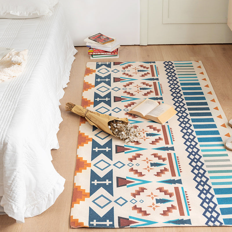 Relaxing Geo Printed Rug Multi Colored Cotton Blend Area Rug Easy Care Pet Friendly Indoor Rug for Bedroom Pink-Blue Clearhalo 'Area Rug' 'Rug' 2286210