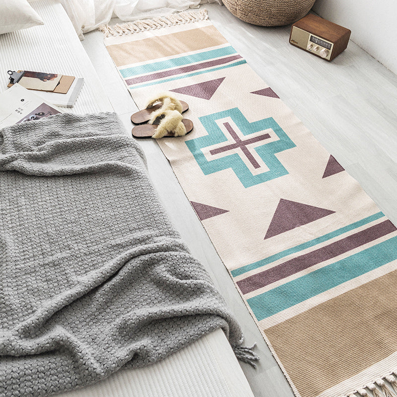 Multi-Color Simple Rug Cotton Geometric Printed Area Carpet Pet Friendly Easy Care Indoor Rug for Room Gray-Blue Clearhalo 'Area Rug' 'Rug' 2286216