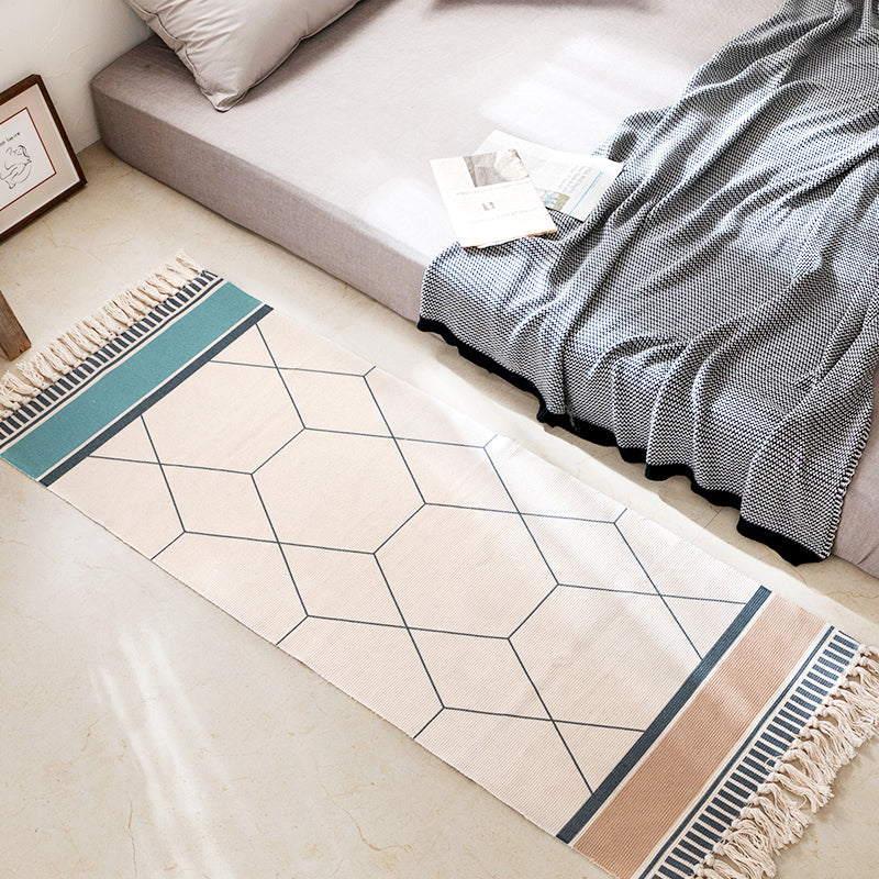Modern Bedroom Rug Multi Colored Geometric Pattern Area Carpet Cotton Pet Friendly Machine Washable Indoor Rug Clearhalo 'Area Rug' 'Modern' 'Rugs' Rug' 2286229