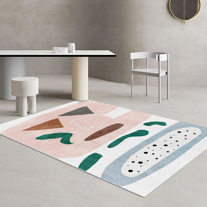 Fancy Bedroom Rug Multi Color Color Block Indoor Rug Polyster Non-Slip Backing Pet Friendly Carpet Nude Pink Clearhalo 'Area Rug' 'Rug' 2286337