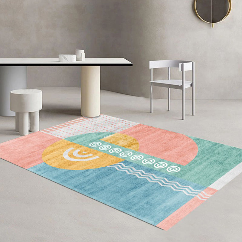 Fancy Bedroom Rug Multi Color Color Block Indoor Rug Polyster Non-Slip Backing Pet Friendly Carpet Aqua Clearhalo 'Area Rug' 'Rug' 2286342