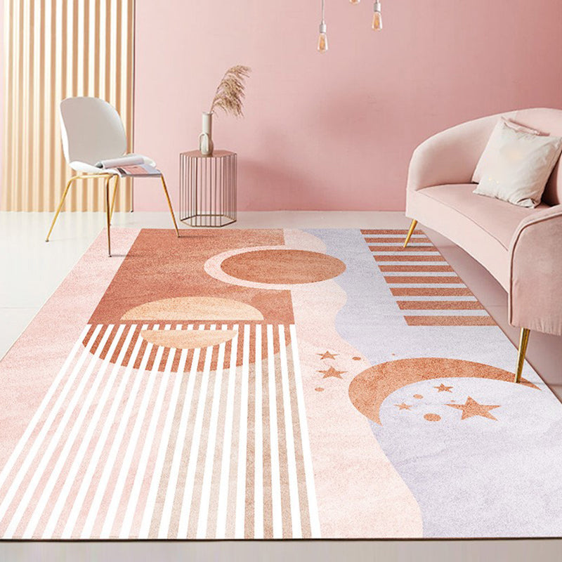Fancy Bedroom Rug Multi Color Color Block Indoor Rug Polyster Non-Slip Backing Pet Friendly Carpet Purple-Pink Clearhalo 'Area Rug' 'Rug' 2286344