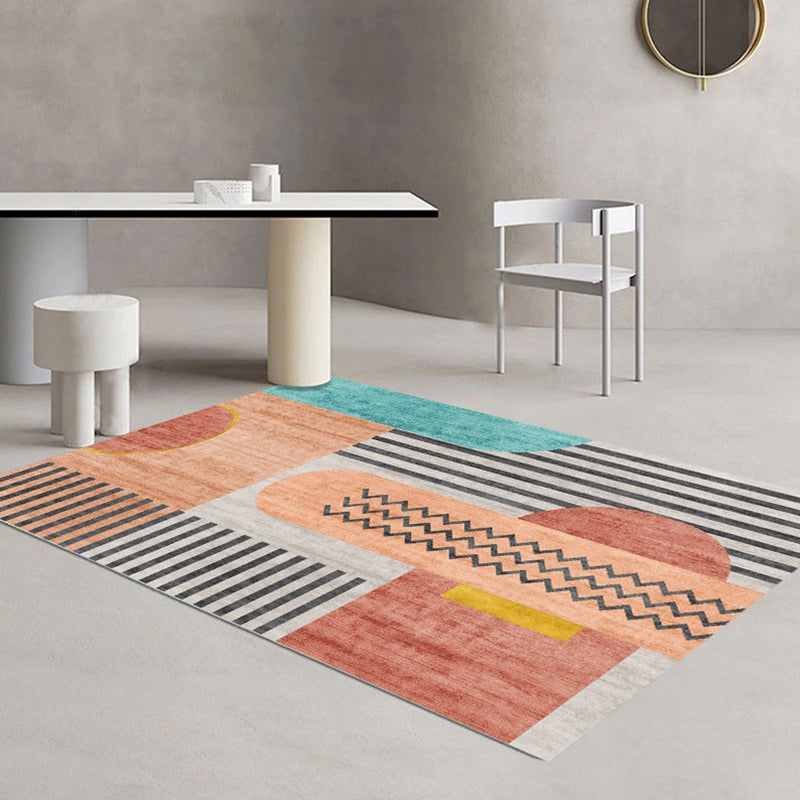 Fancy Bedroom Rug Multi Color Color Block Indoor Rug Polyster Non-Slip Backing Pet Friendly Carpet Yellow-Red Clearhalo 'Area Rug' 'Rug' 2286346