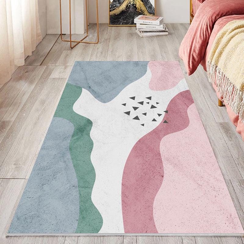 Fancy Bedroom Rug Multi Color Color Block Indoor Rug Polyster Non-Slip Backing Pet Friendly Carpet Pink-Blue Clearhalo 'Area Rug' 'Rug' 2286348