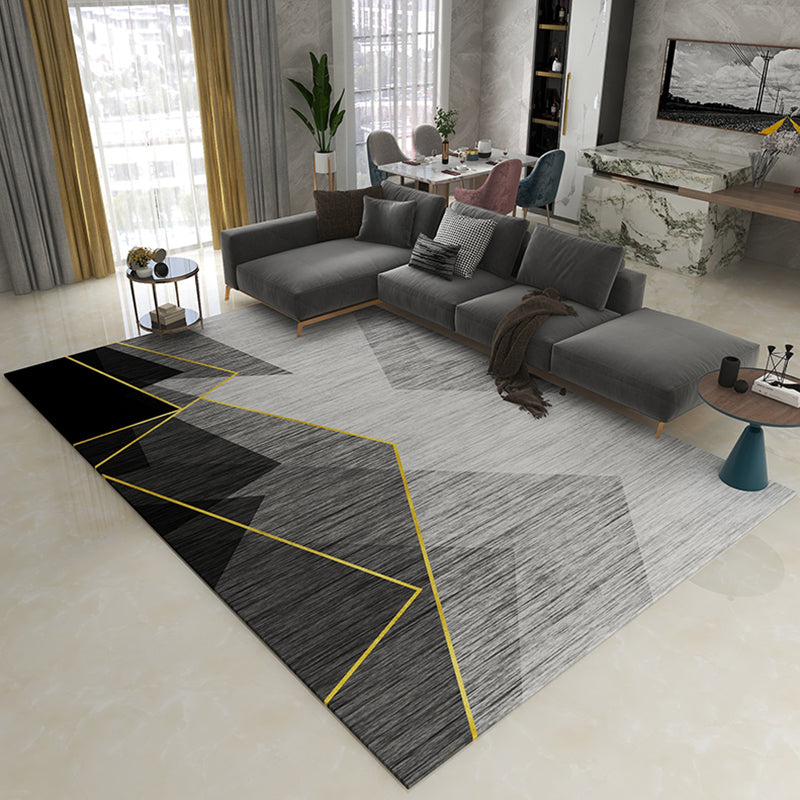 Simplicity Living Room Rug Multi Colored Geometric Print Carpet Polyster Non-Slip Machine Washable Indoor Rug Dark Gray-White Clearhalo 'Area Rug' 'Modern' 'Rugs' Rug' 2286374